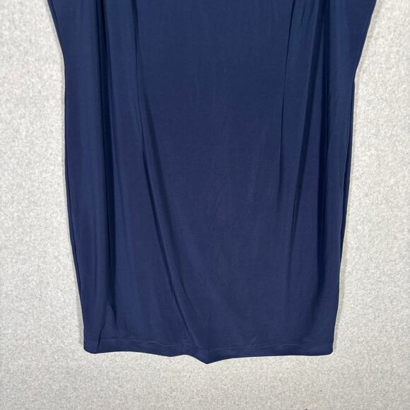 Joan Rivers Dress XL Navy Knee Knit Slinky Stretch Capsule Career Church Office - Picture 3 of 13